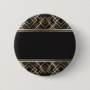 Kunst-Deko, Schwarzes, Gold, elegant, Chic, Button