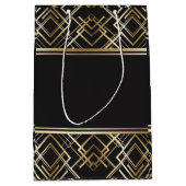 Kunst-Deko, Schwarzes, Gold, elegant, Chic, Mittlere Geschenktüte (Vorderseite)
