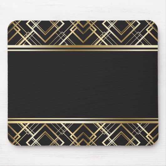 Kunst-Deko, Schwarzes, Gold, elegant, Chic, Mousepad (Vorne)