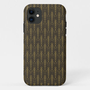 Kunst-Deko-Schwarzes und Goldfedern Case-Mate iPhone Hülle