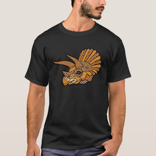 Kunst-Deko Triceratops-Orange T-Shirt (Vorderseite)