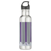 Kunst-Deko-vertikale Linien, lila u. schwarz, Edelstahlflasche (Vorderseite)
