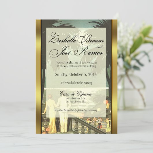 Kunst-Deko-Vintage Einladung (Stehend Vorderseite)