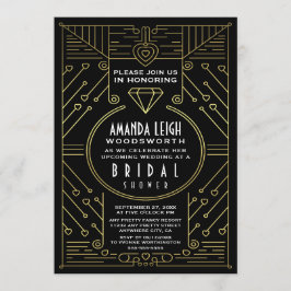 Kunst-Deko-Vintage GoldBrautparty-Einladungen Einladung