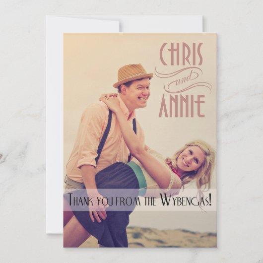 Kunst-Deko-Vintager Strand danken Ihnen Foto Dankeskarte (Vorderseite)