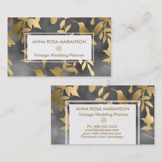 *~* Kunst-Deko-Vogel-Blumengoldmuster Visitenkarte (Vorne/Hinten)