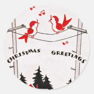 Kunst-Deko-Weihnachtsvögel Runder Aufkleber