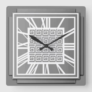Kunst-Deko, Zinngrau Quadratische Wanduhr