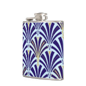 Kunst-Dekofanmuster - Kobalt- und Himmelblau Flachmann (Links)