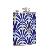 Kunst-Dekofanmuster - Kobalt- und Himmelblau Flachmann (Rechts)