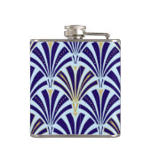 Kunst-Dekofanmuster - Kobalt- und Himmelblau Flachmann (Rückseite)