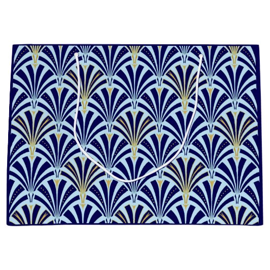 Kunst-Dekofanmuster - Kobalt- und Himmelblau Große Geschenktüte (Vorderseite)