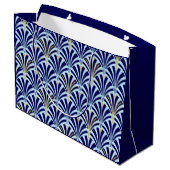 Kunst-Dekofanmuster - Kobalt- und Himmelblau Große Geschenktüte (Rückseite Schrägansicht)