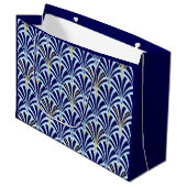 Kunst-Dekofanmuster - Kobalt- und Himmelblau Große Geschenktüte (Vorderseite Schrägansicht)
