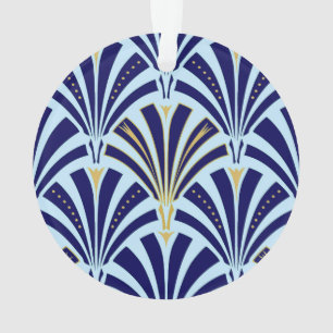 Kunst-Dekofanmuster - Kobalt- und Himmelblau Ornament