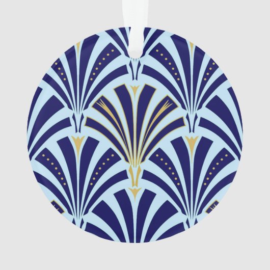 Kunst-Dekofanmuster - Kobalt- und Himmelblau Ornament (Rückseite)