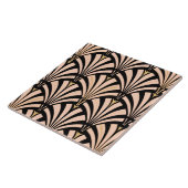 Kunst-Dekofanmuster - Pfirsich auf Schwarzem Fliese (Seite)