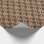 Kunst-Dekofanmuster - Pfirsich auf Schwarzem Geschenkpapier (Ecke)