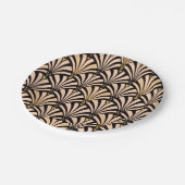 Kunst-Dekofanmuster - Pfirsich auf Schwarzem Pappteller (Schrägansicht)