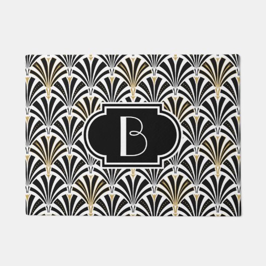 Kunst-Dekofanmuster - schwärzen Sie auf Weiß mit Fußmatte (Vorderseite)