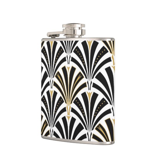 Kunst-Dekofanmuster - Schwarzweiss Flachmann (Links)