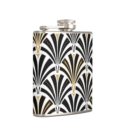 Kunst-Dekofanmuster - Schwarzweiss Flachmann (Rechts)