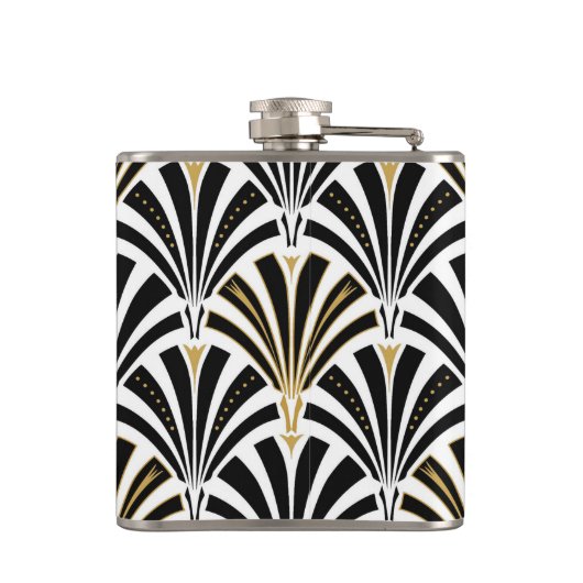 Kunst-Dekofanmuster - Schwarzweiss Flachmann (Rückseite)