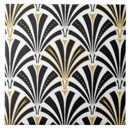 Kunst-Dekofanmuster - Schwarzweiss Fliese