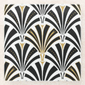 Kunst-Dekofanmuster - Schwarzweiss Glasuntersetzer (Vorderseite)