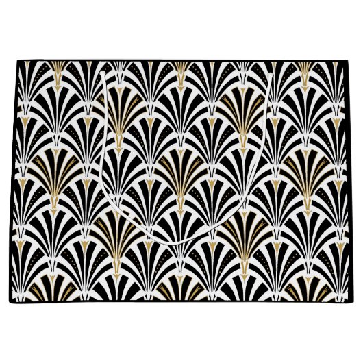 Kunst-Dekofanmuster - Schwarzweiss Große Geschenktüte (Vorderseite)