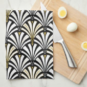 Kunst-Dekofanmuster - Schwarzweiss Küchentuch (Viertel Falte)