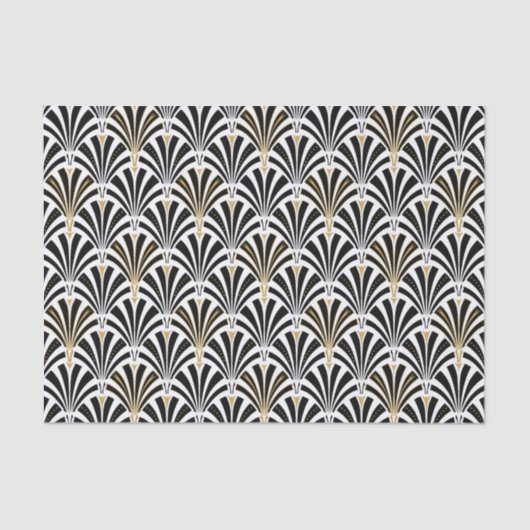 Kunst-Dekofanmuster - Schwarzweiss Seidenpapier (Vorderseite)