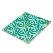 Kunst-Dekofanmuster - Türkis auf Aqua Fliese (Seite)