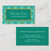 Kunst-Dekofanmuster - Türkis auf Aqua Visitenkarte (Vorne/Hinten)