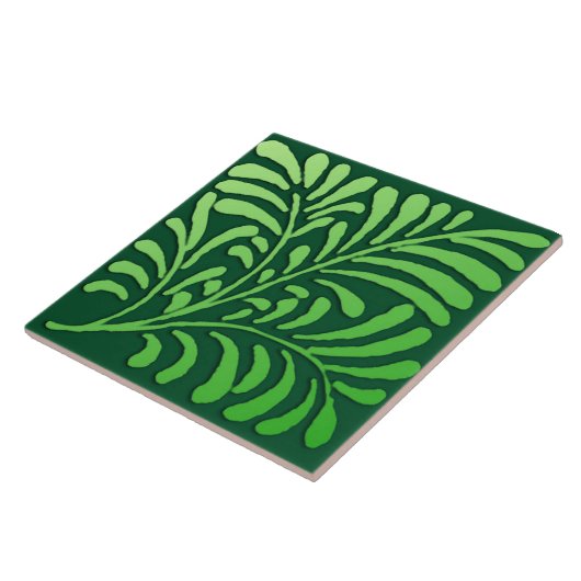 Kunst-Dekofarnmuster - Schatten des Grüns Fliese (Seite)