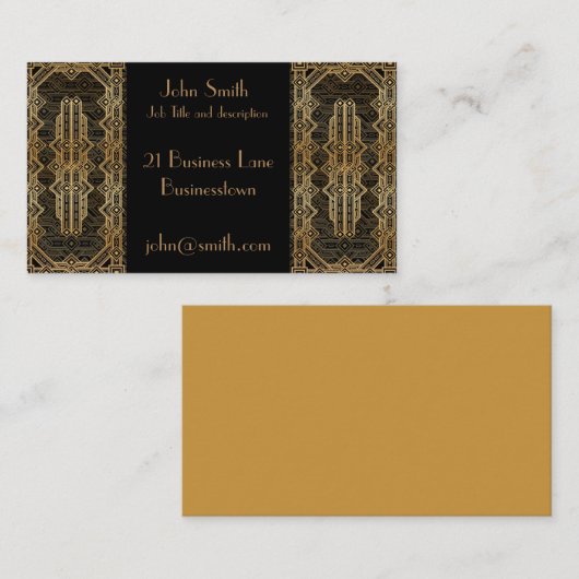 Kunst-Dekoschwarzes und -gold geometrisch Visitenkarte (Vorne/Hinten)