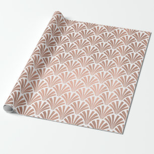 Kunst-Dekoseashells-Skala-Rosen-Goldkupfer-Weiß Geschenkpapier
