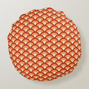 Kunst-Dekowellenmuster - Mandarineorange Rundes Kissen