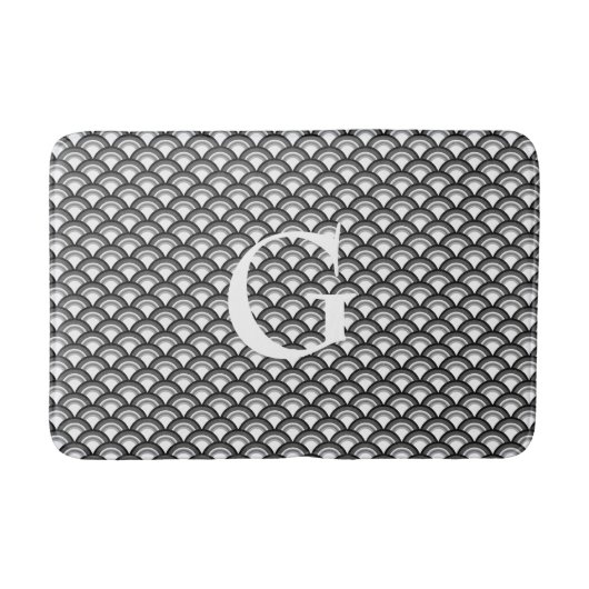 Kunst-Dekowellenmuster - Schwarzweiss Badematte (Vorderseite)