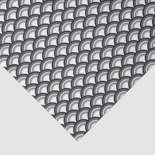 Kunst-Dekowellenmuster - Schwarzweiss Seidenpapier (Ausschnitt)