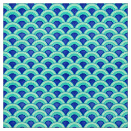 Kunst-Dekowellenmuster - Türkis und Kobalt Stoff