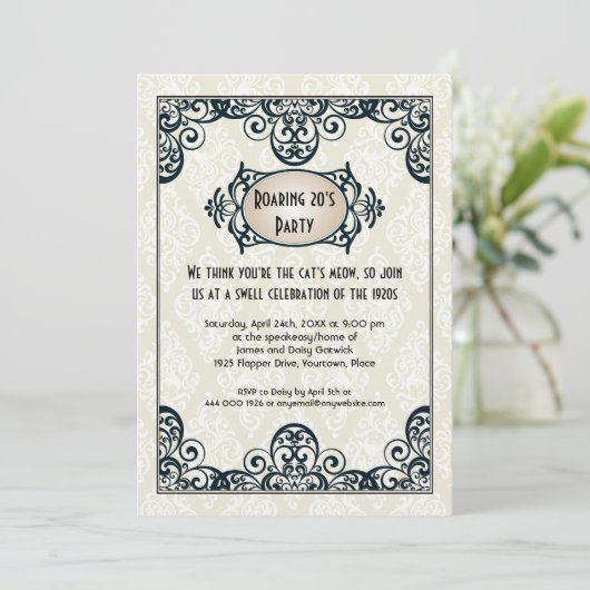 Kunst-Dekozwanziger jahre Party Einladung (Stehend Vorderseite)