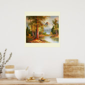 Kunst der Berg- und Flusslandschaft Poster (Küche)