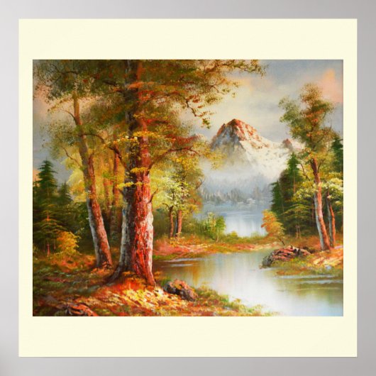 Kunst der Berg- und Flusslandschaft Poster (Vorne)