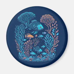 Kunst der Fischerei und Korallenriffe Magnet