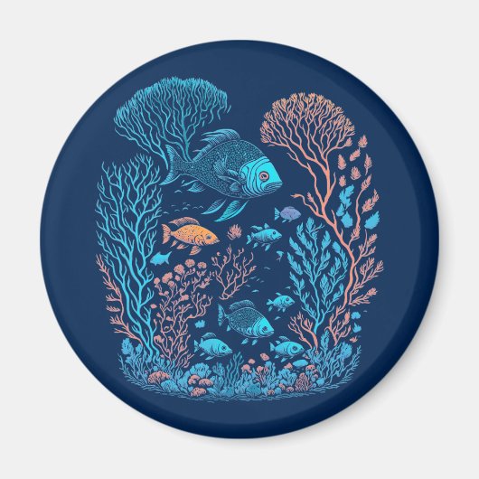 Kunst der Fischerei und Korallenriffe Magnet (Vorne)
