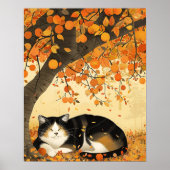 Kunst der Herbstmauer, Katzen Print, Farben Herbst Poster (Vorne)