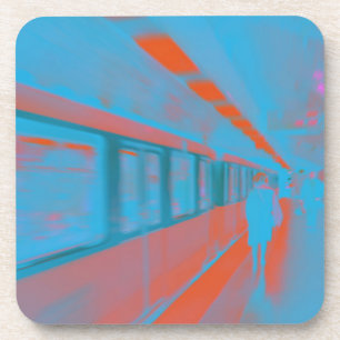 Kunst der Pariser Frau in blauen Orangen Getränkeuntersetzer