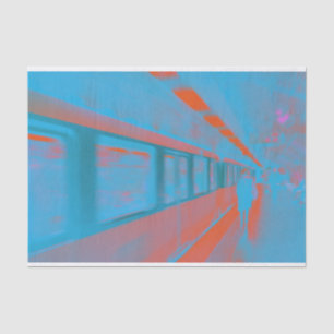 Kunst der Pariser Frau in blauen Orangen Seidenpapier