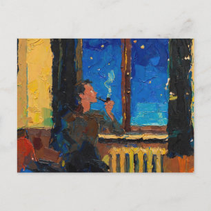 Kunst der Pfeife: Landnacht (Ölgemälde Nr. 4) Feiertagspostkarte